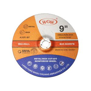 WGW T42 230 × 3 × 22,23 mm Disque de meulage en oxyde d'aluminium Roue abrasive de haute dureté de 9 pouces pour meuleuse d'angle en métal en acier inoxydable Certifié ISO9001 MPA Longue durée de vie de 80 m/s