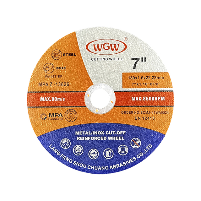 Disque de coupe en acier inoxydable WGW T41 de 7 pouces, oxyde d'aluminium de haute dureté