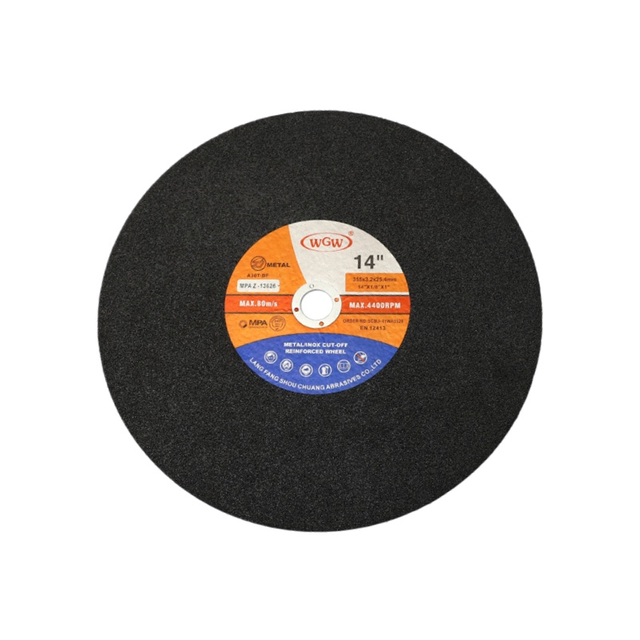 WGW T41 355 × 3,2 × 25,4 mm Disque de coupe en oxyde d'aluminium Roue abrasive de haute dureté de 14 pouces pour meuleuse d'angle en métal en acier inoxydable Certifié ISO9001 MPA Longue durée de vie de 80 m/s 