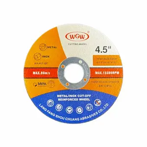 Disque de coupe WGW T41-115x1x22.23mm, disque d'oxyde d'aluminium coupe rapide en métal