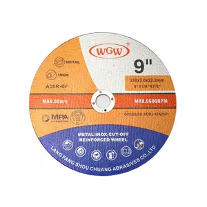 Disque de coupe abrasif certifié WGW T41-230x3x22.23mm MPA ISO9001 pour le travail des métaux et l'acier inoxydable OEMODM